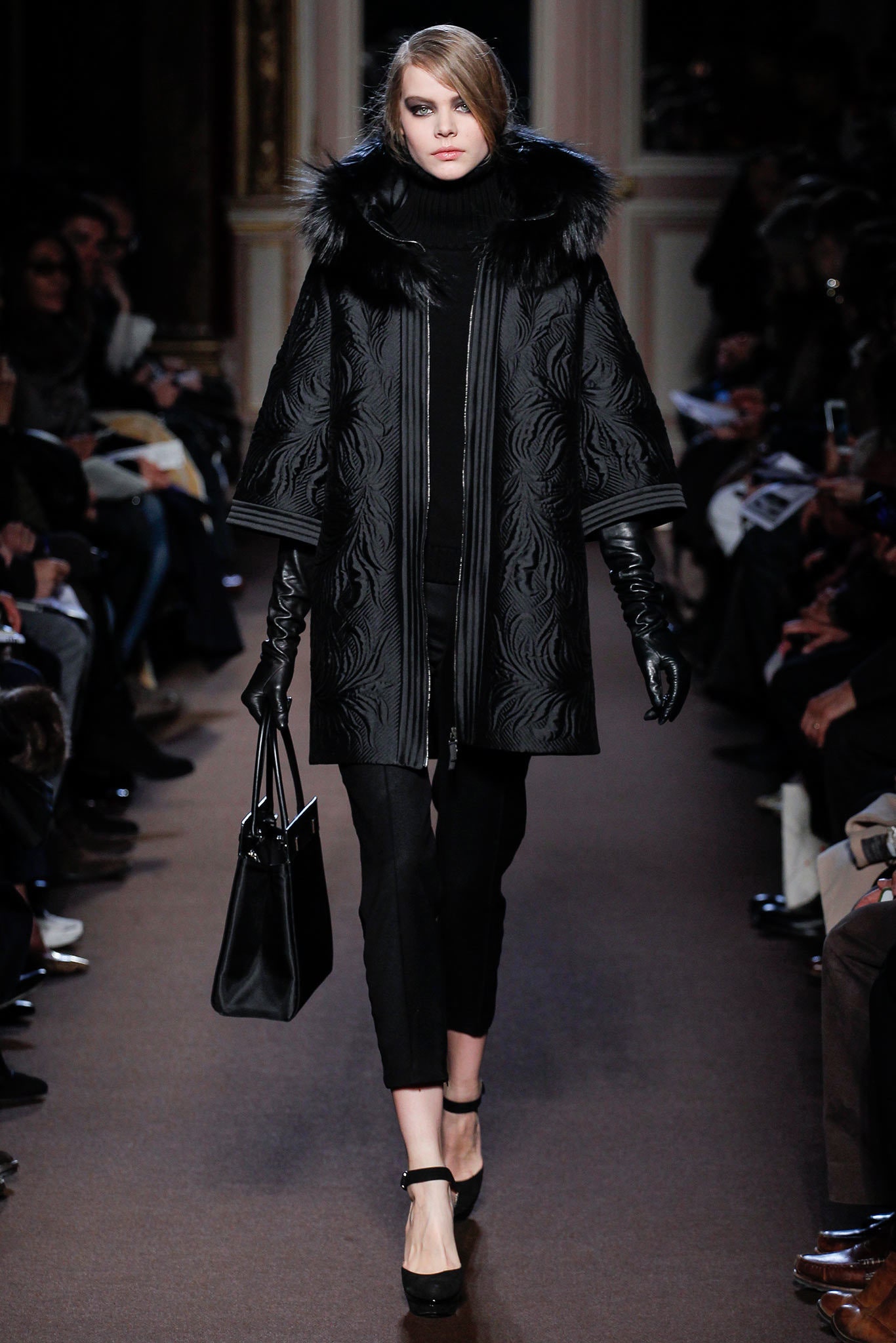 black leather padded shoes