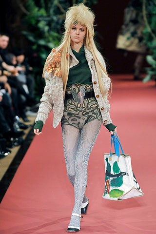 beige wool cardigan with green top