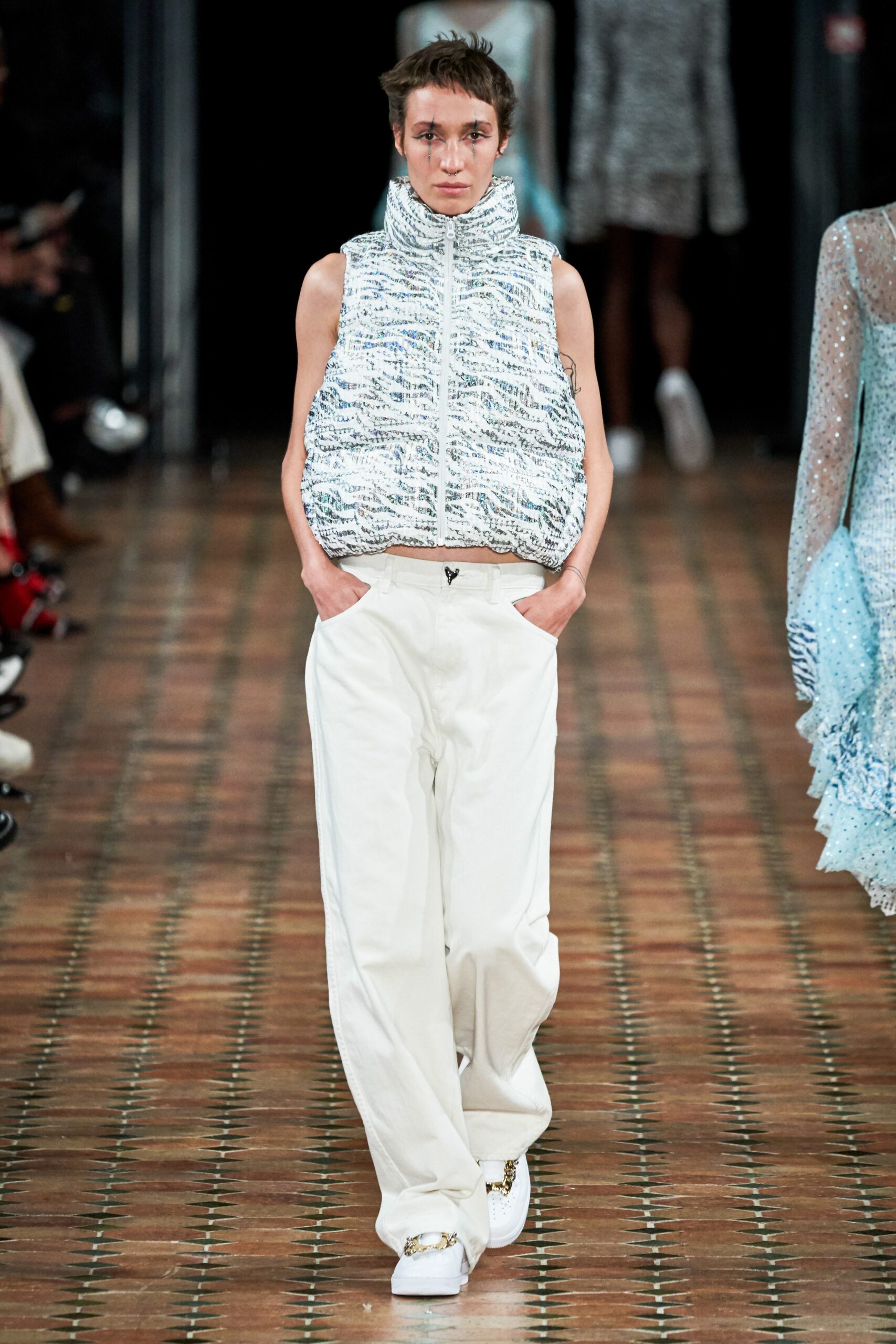 white relaxed cotton vest and pants