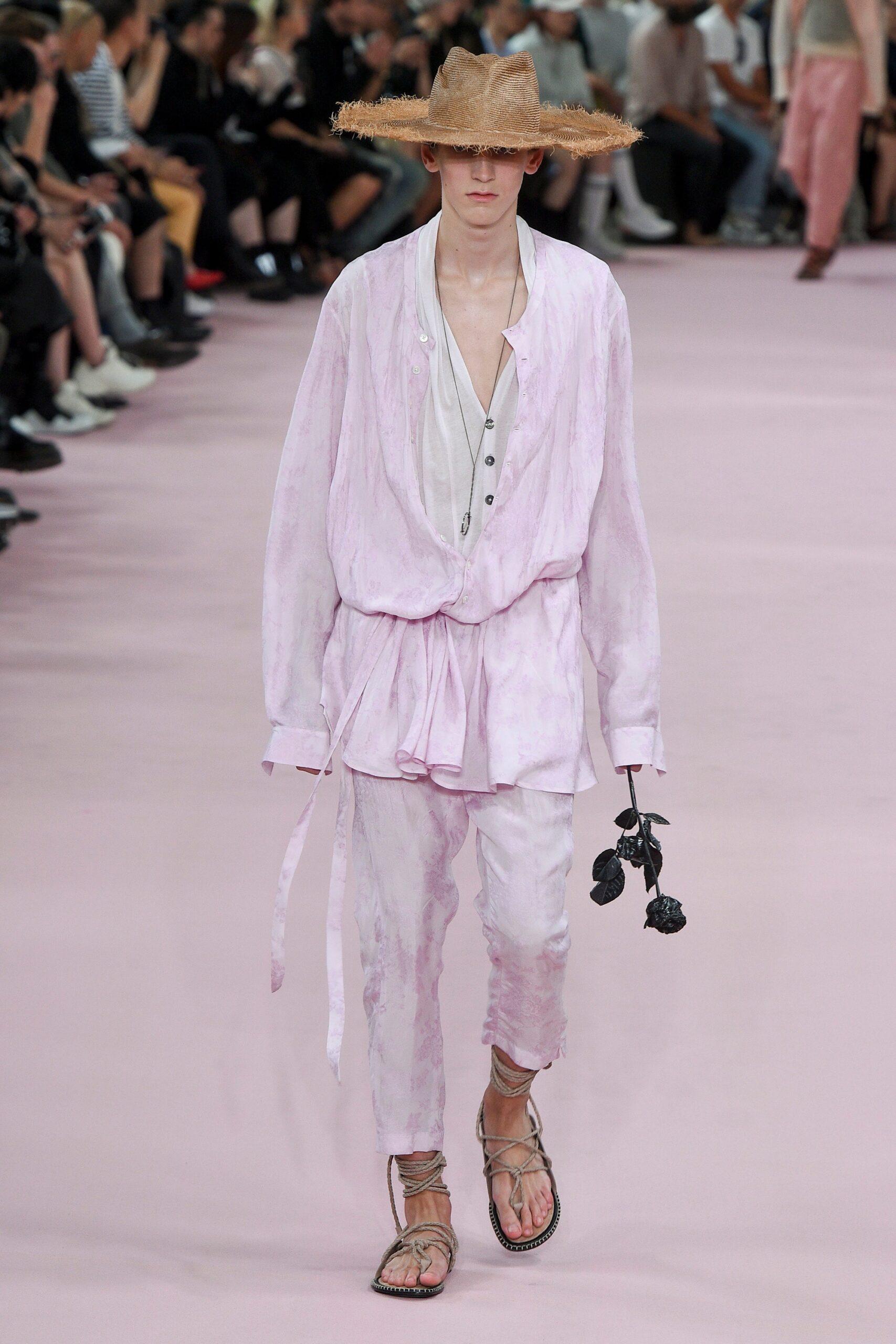 pink cotton relaxed straight-leg pants