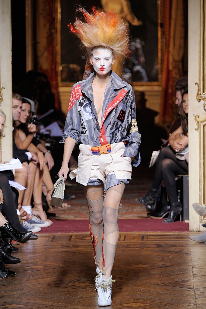 relaxed blue printed shirt with beige shorts