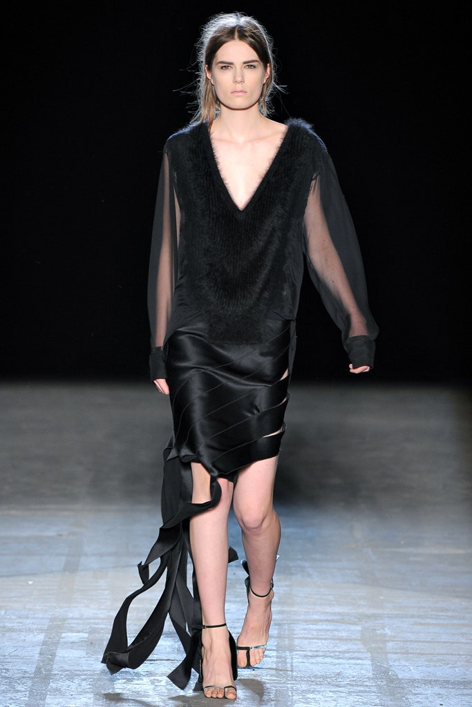 black silk fur dress