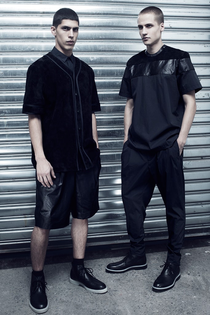 black suede short-sleeve collared relaxed buttoned shirt