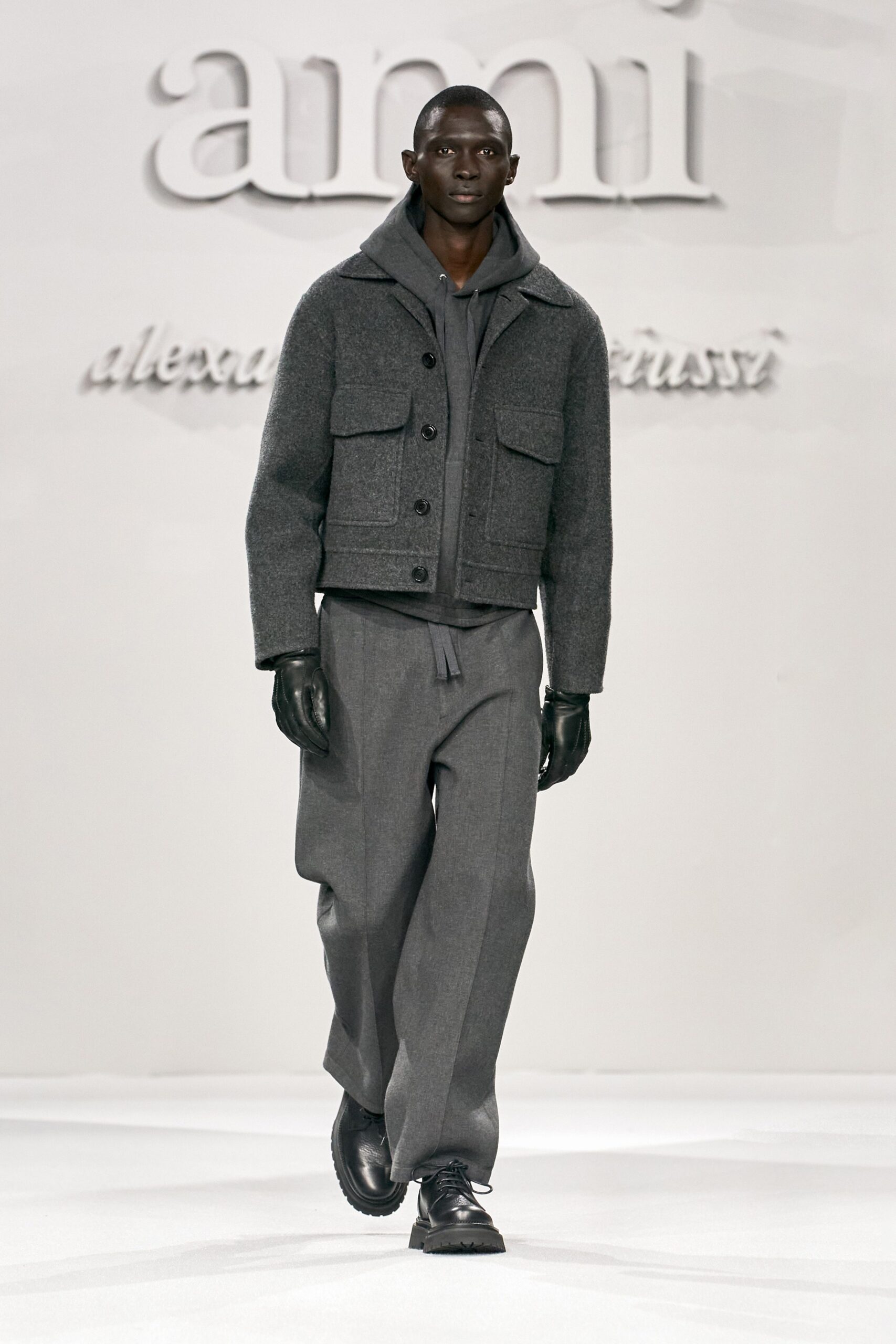 gray wool jacket and pants
