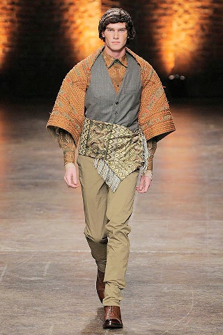 gray tailored vest with poncho