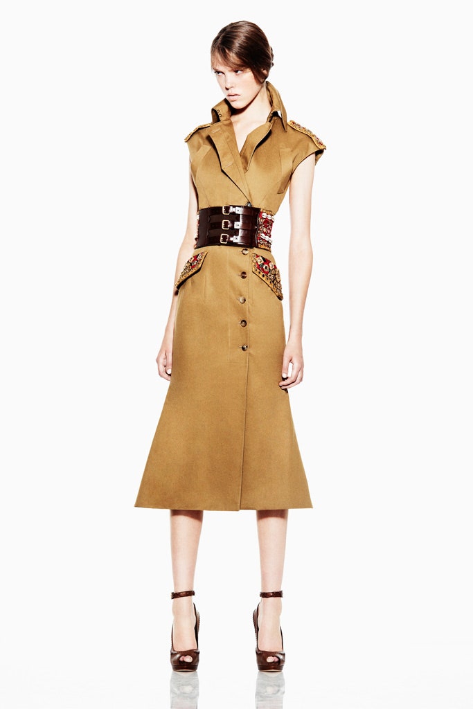 brown fitted midi dress with belt