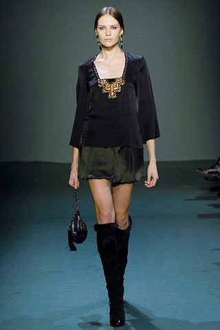 black silk top with green shorts