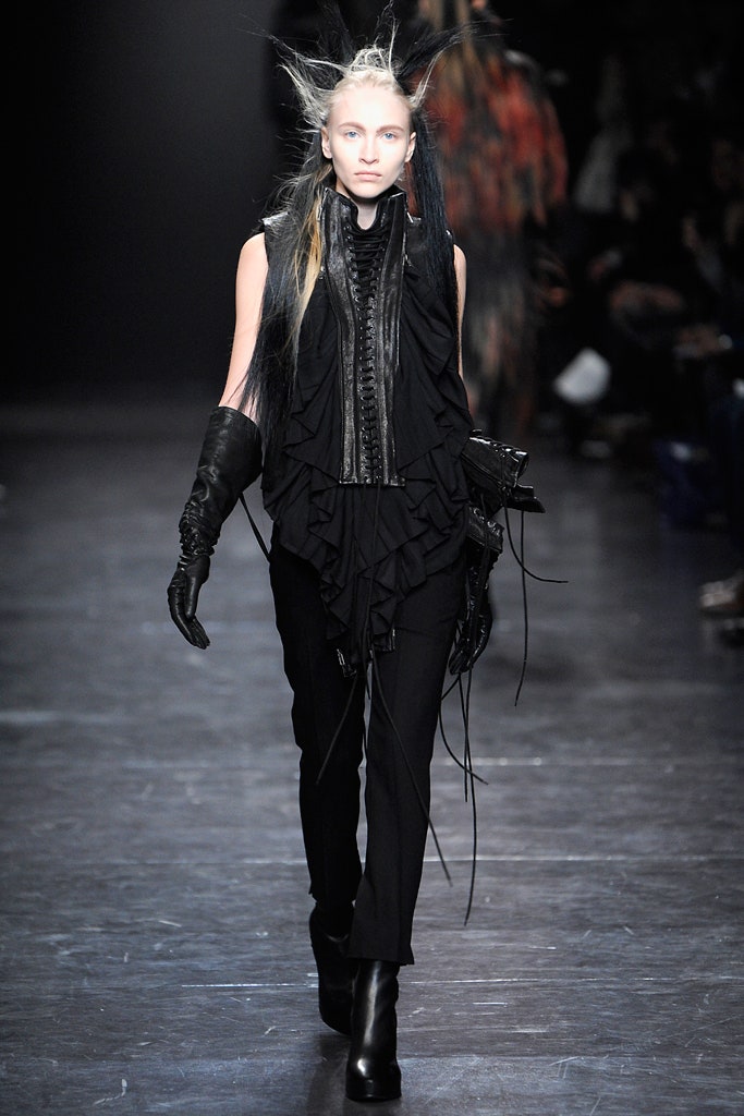 black fitted top and pants