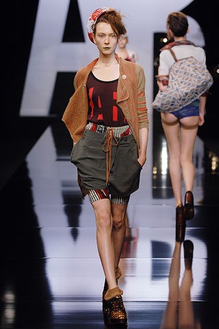 brown relaxed jacket with red top