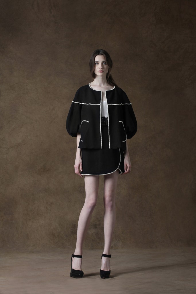 black relaxed jacket with pencil skirt