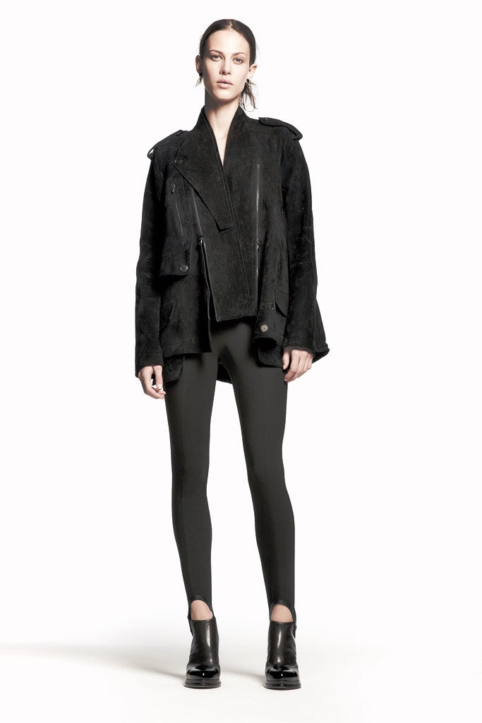 black suede long-sleeve collared relaxed zippered jacket