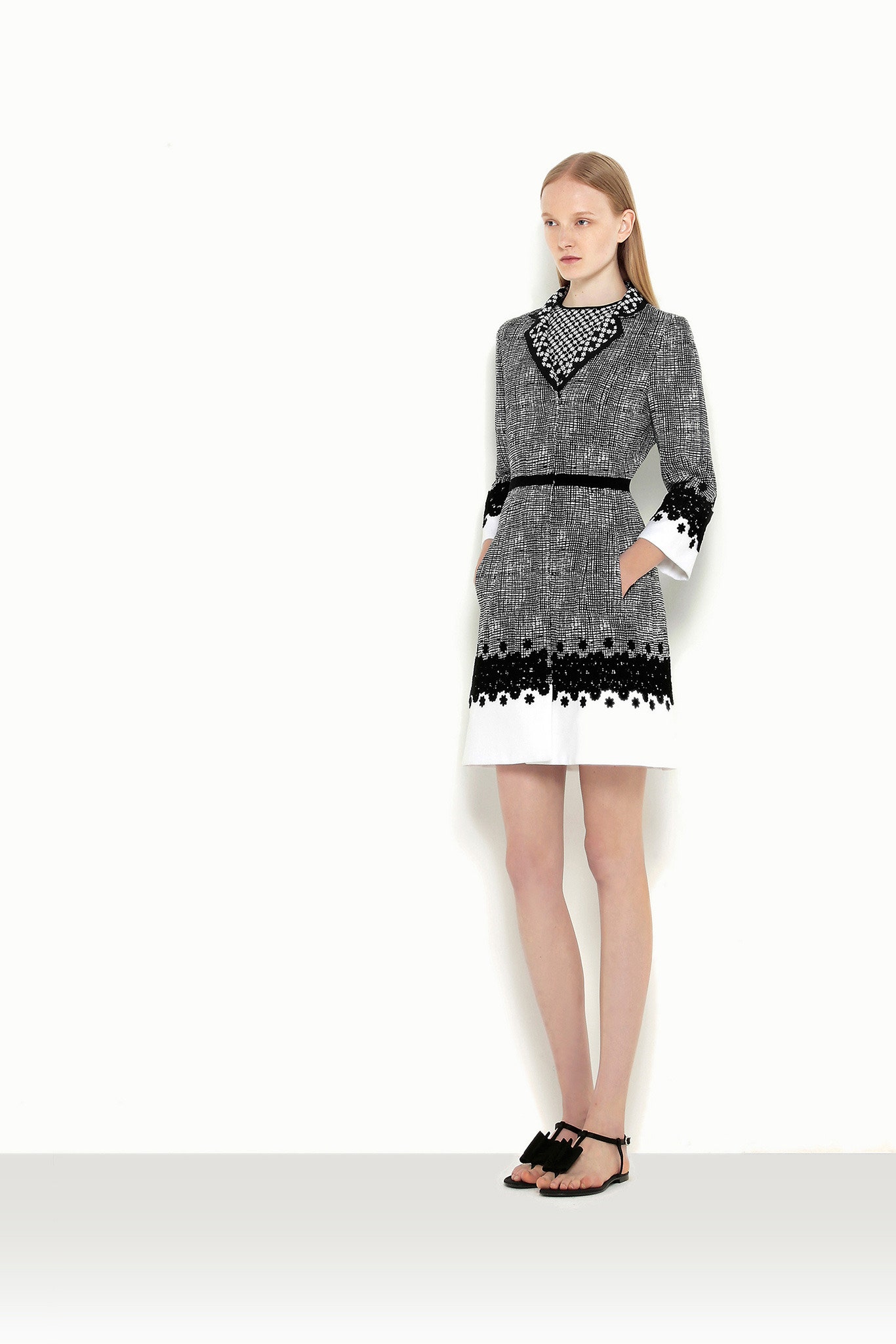 black and white fitted dress