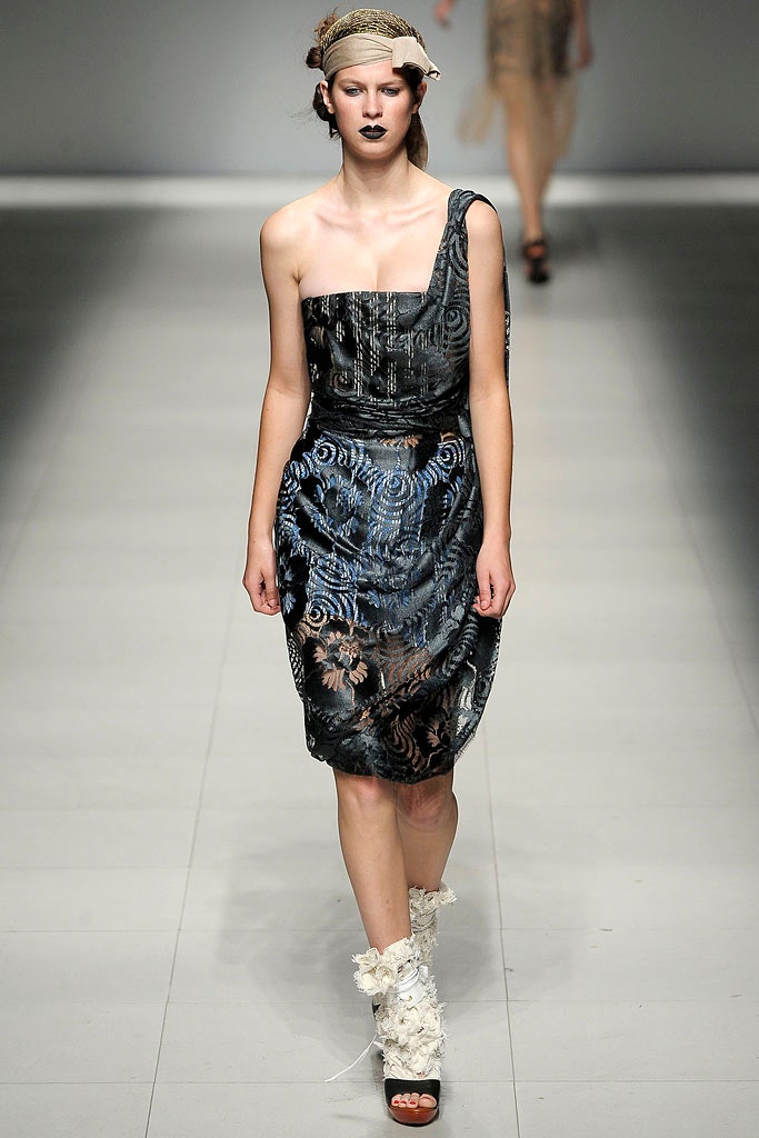 blue black embroidered midi dress