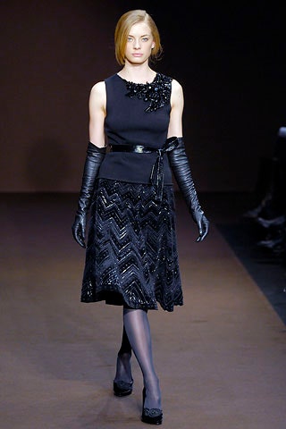 black sequined midi dress with gloves