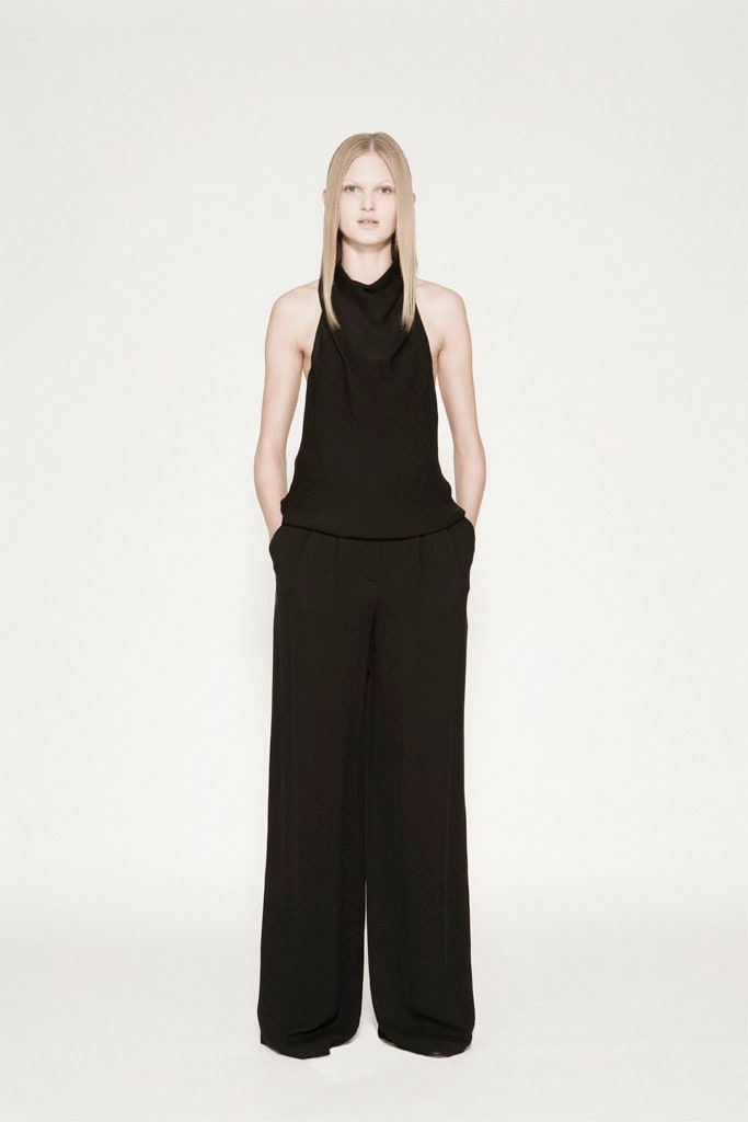 black fitted top with relaxed pants