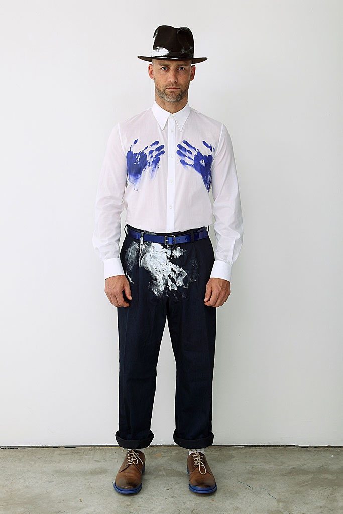 blue denim relaxed straight-leg pants