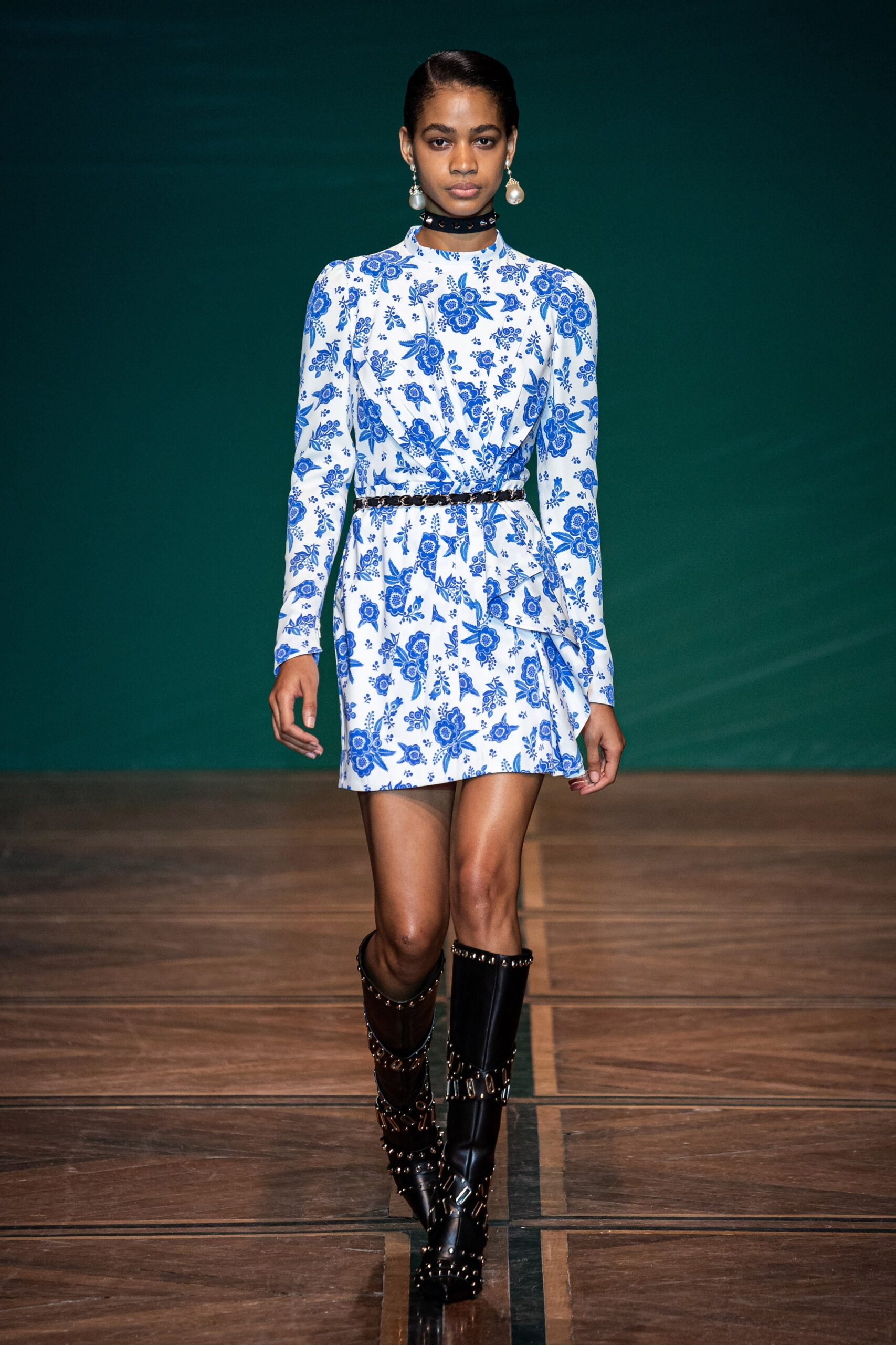 floral mini dress with boots