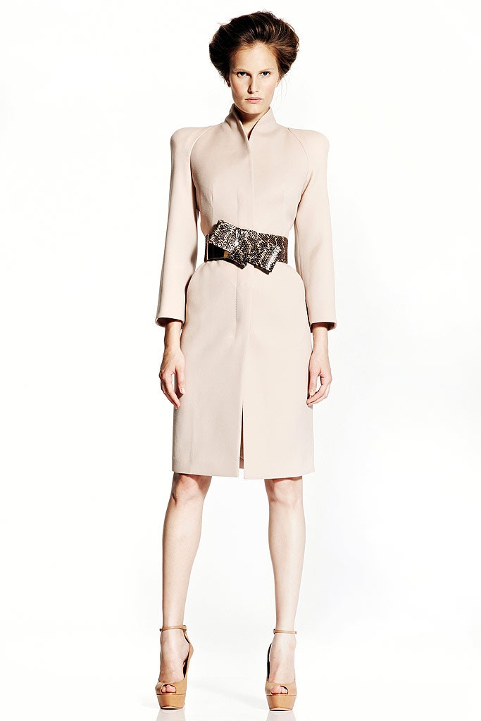 beige silk belted midi dress
