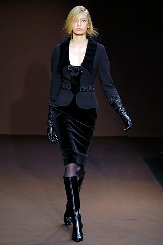 black velvet blazer and pencil skirt