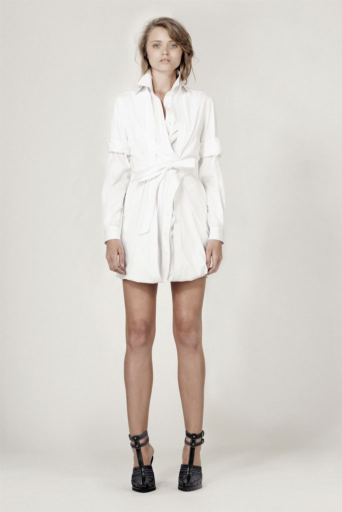 white fitted shirt-dress