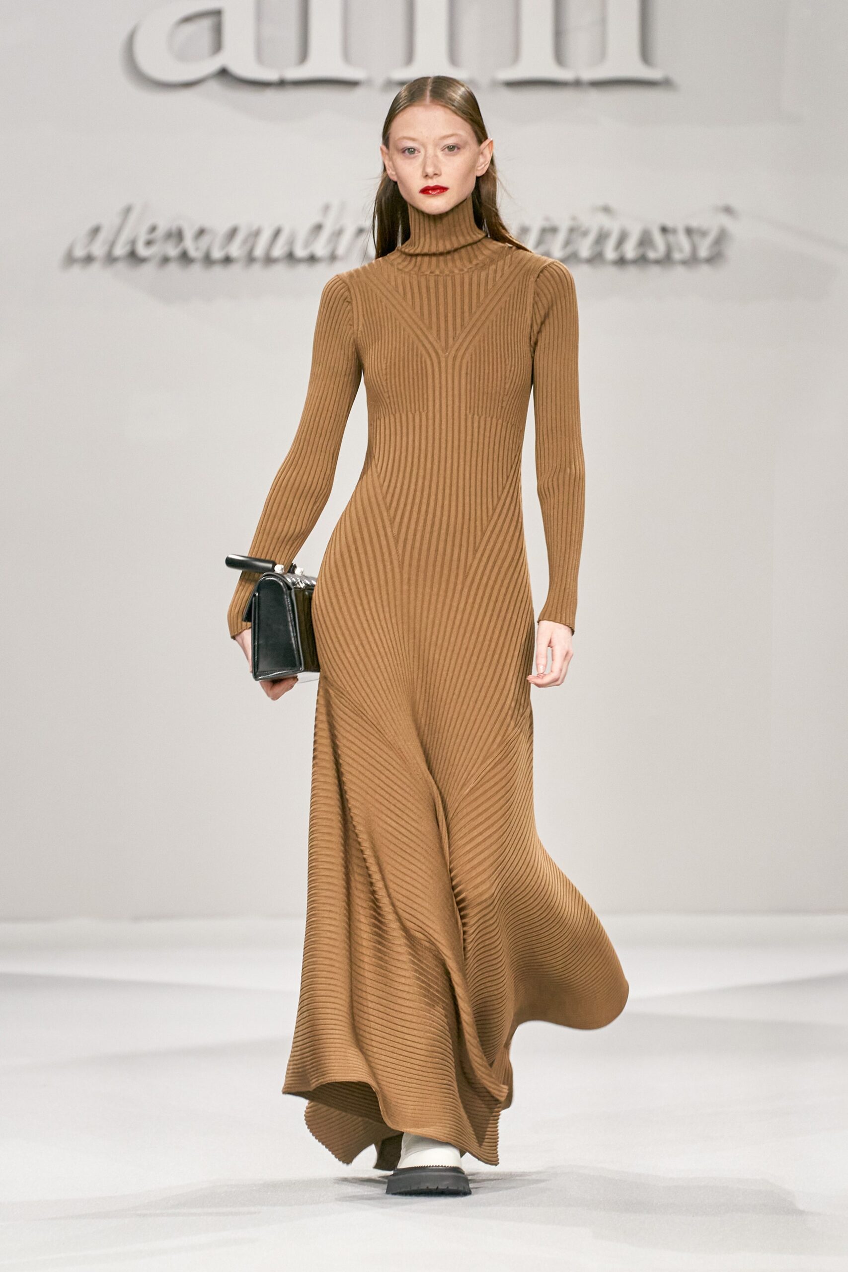 fitted brown knit gown