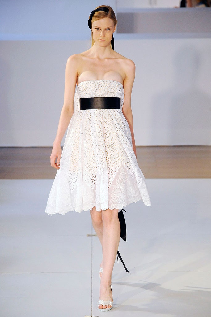white strapless pleated dress