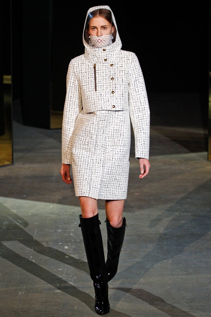 white fitted dress with black boots