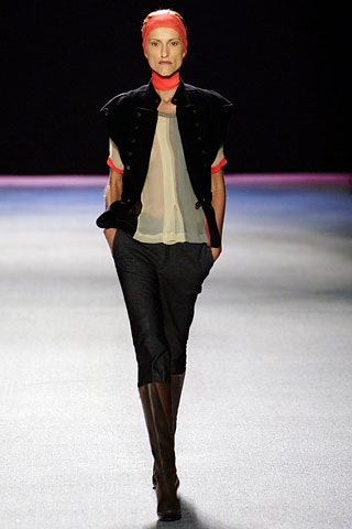 white silk blouse with black pants