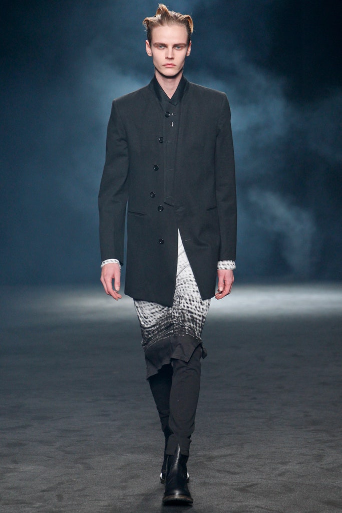 black wool coat with slim pants