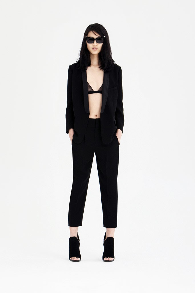 black tailored blazer and pants