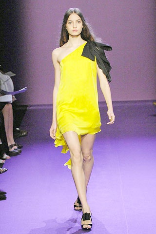 fitted yellow silk asymmetric dress