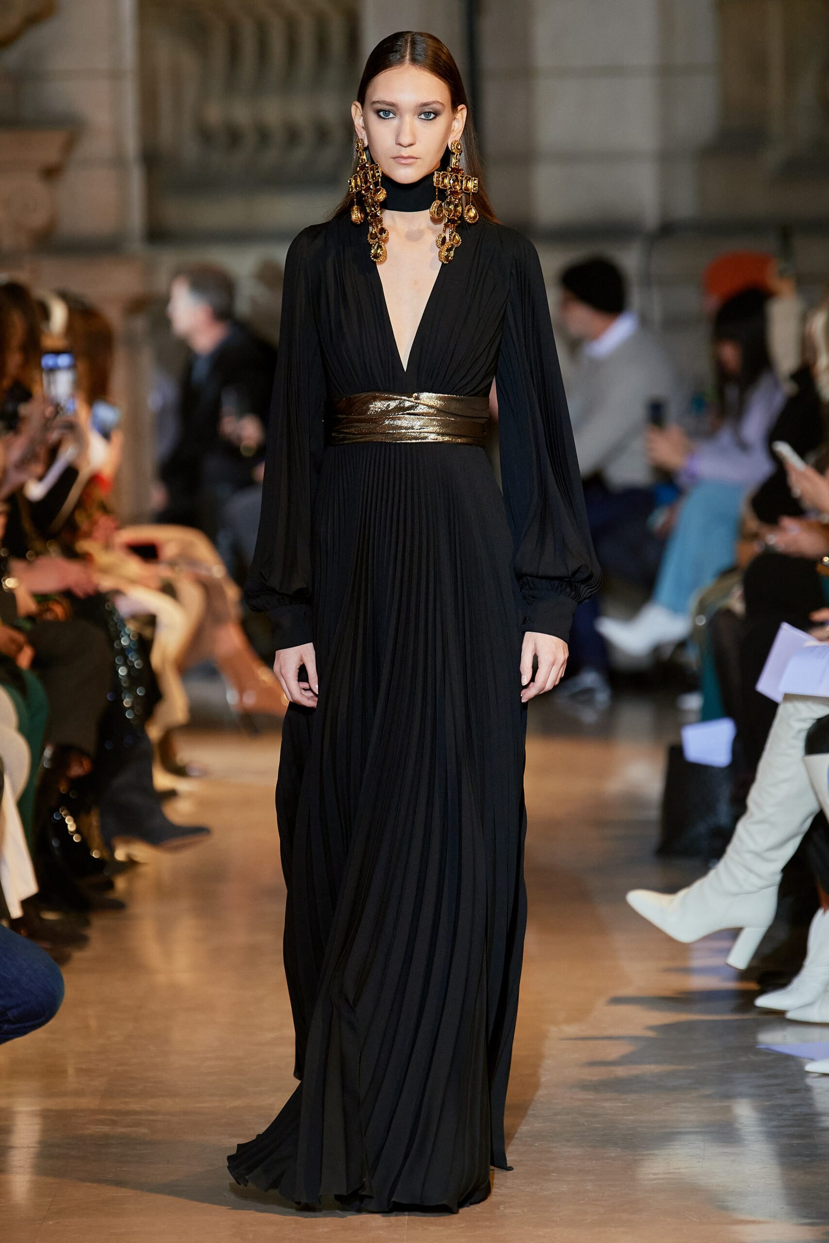 black silk fitted gown