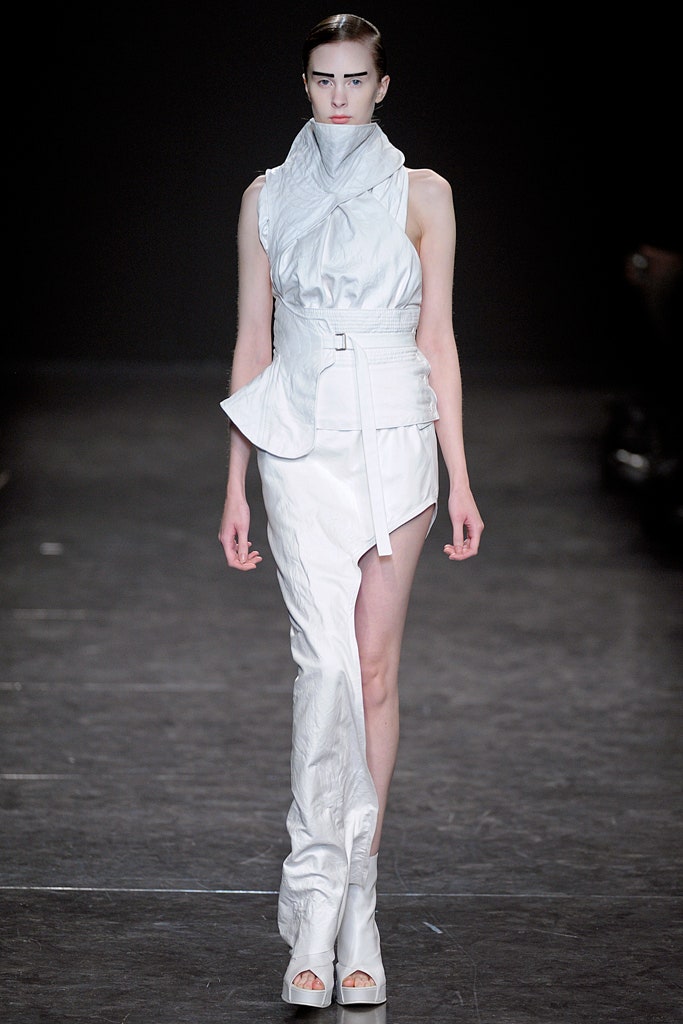 white leather fitted dress