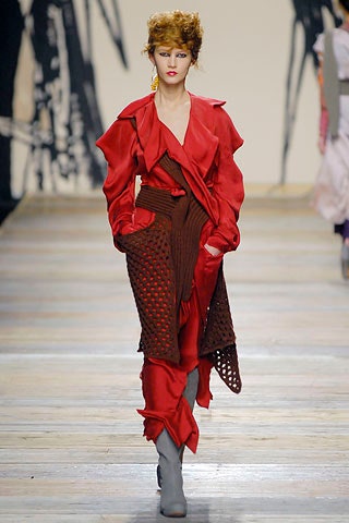 red fitted midi dress with brown coat