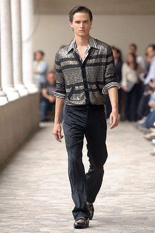 black and white striped shirt with slim pants