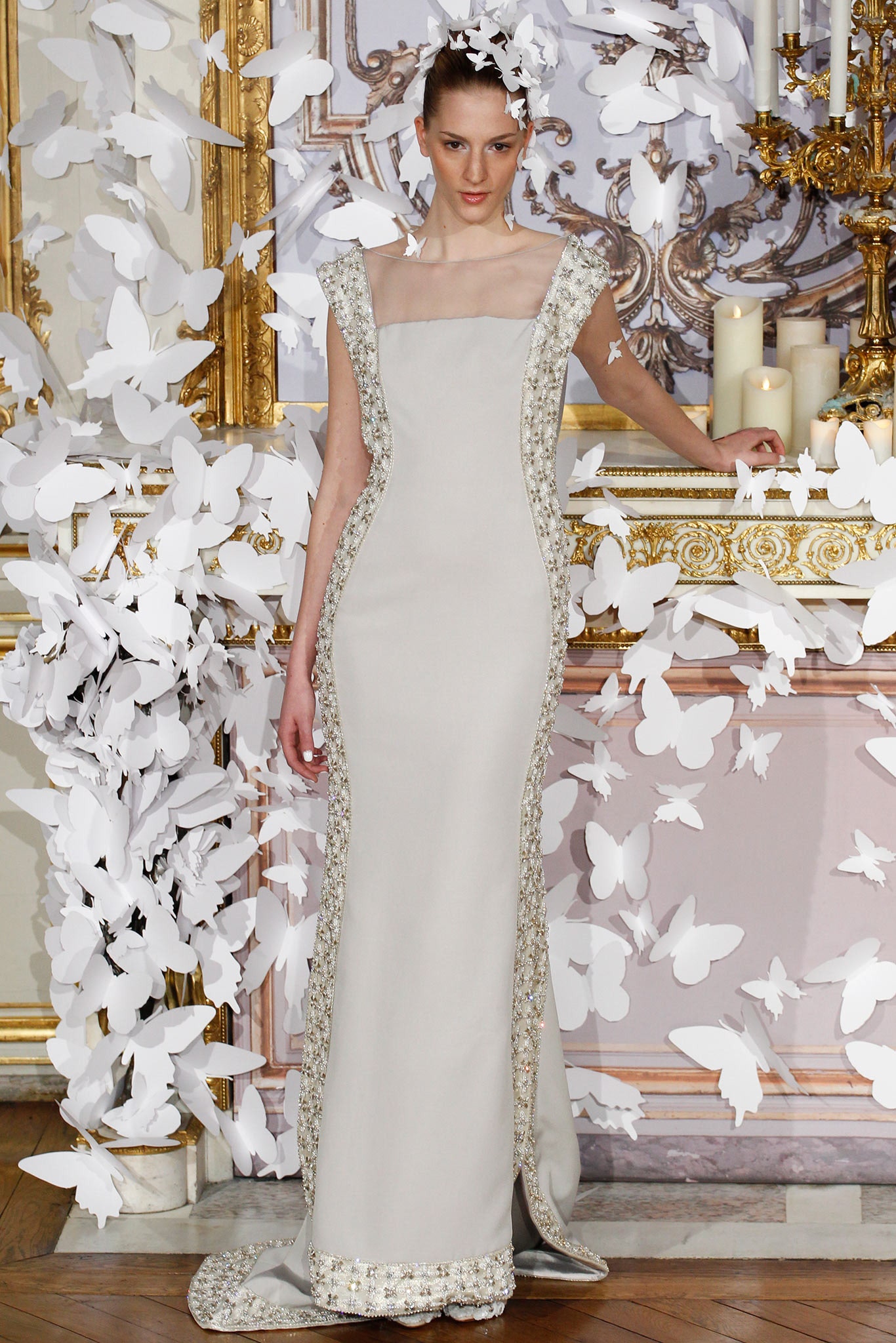 ivory silk fitted gown