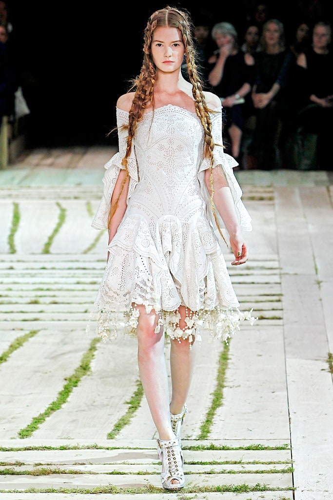 white off-shoulder ruffled dress