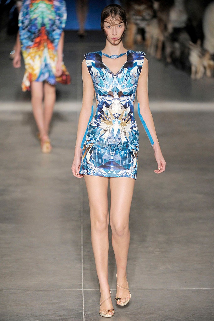 blue multi printed mini-dress