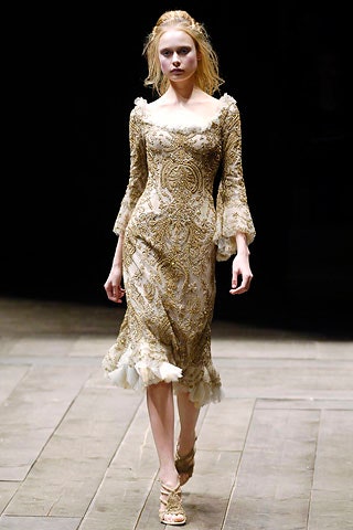 gold embroidered midi dress