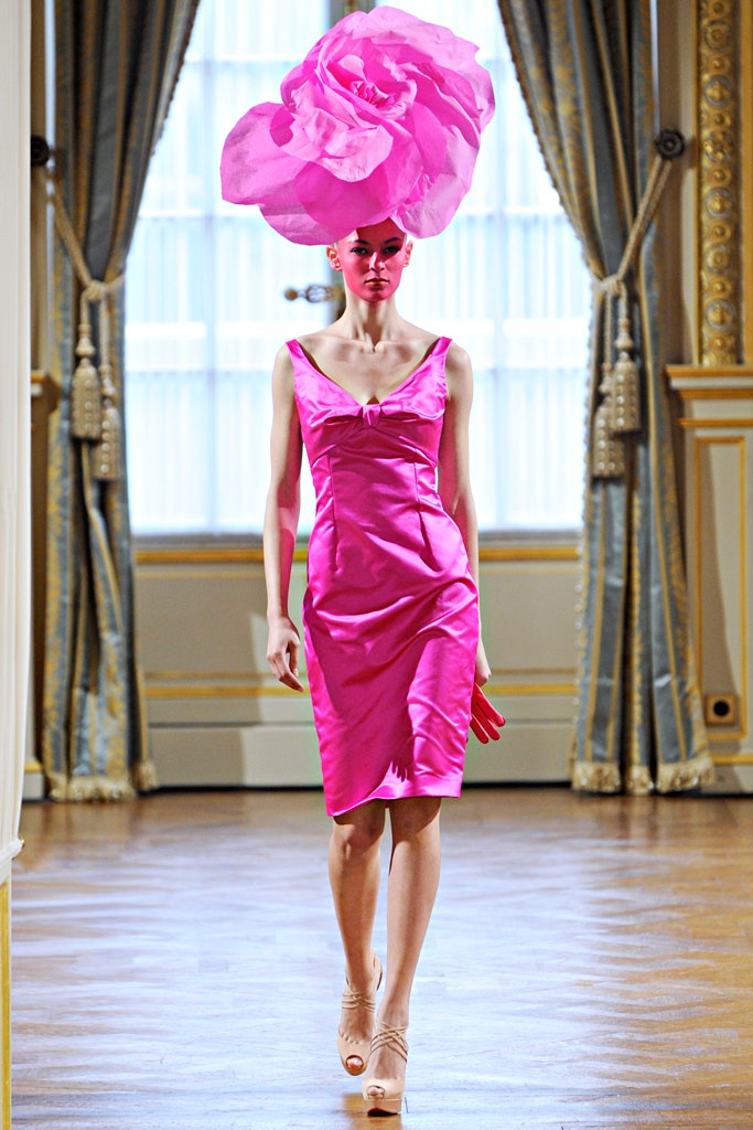 fitted pink silk midi dress