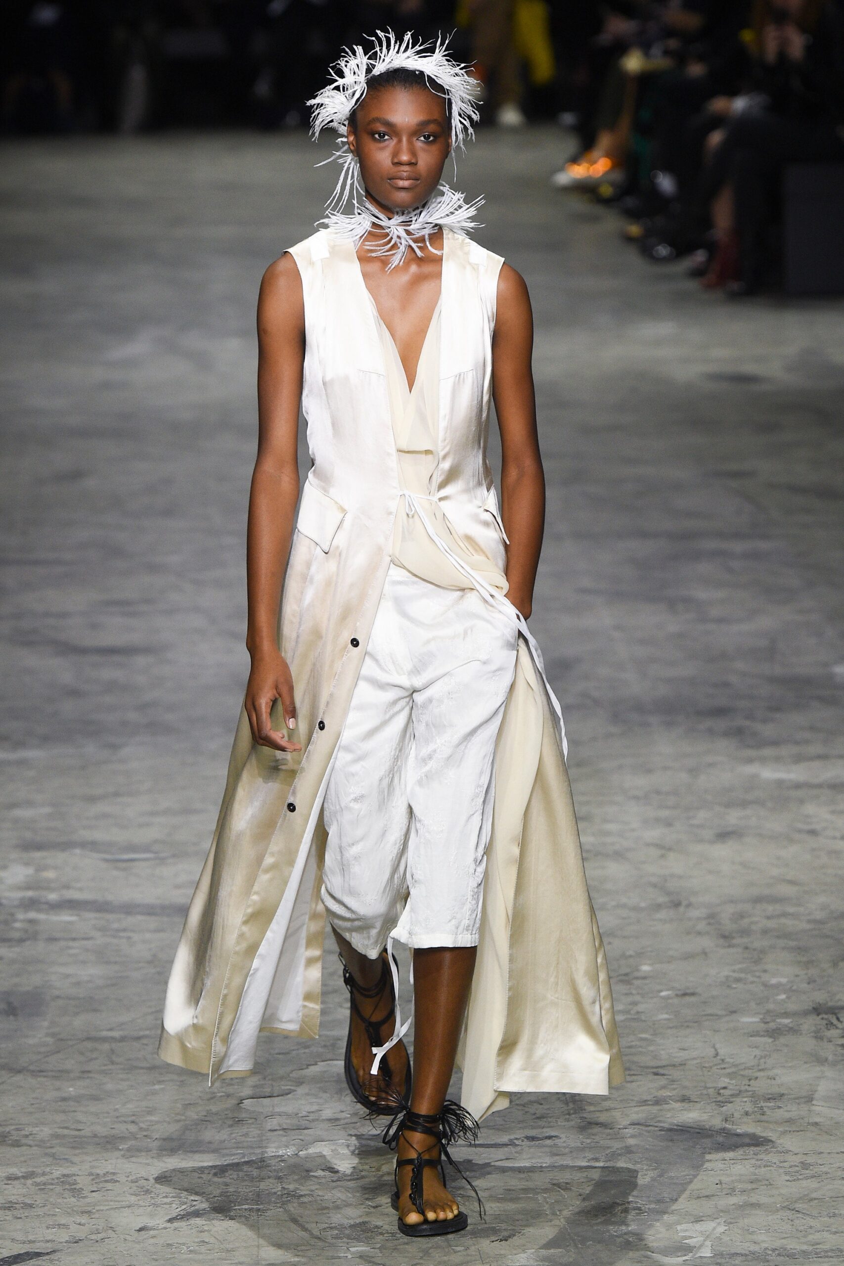 white silk sleeveless dress