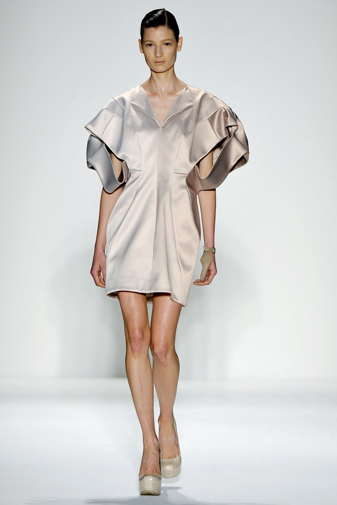 beige silk fitted mini dress