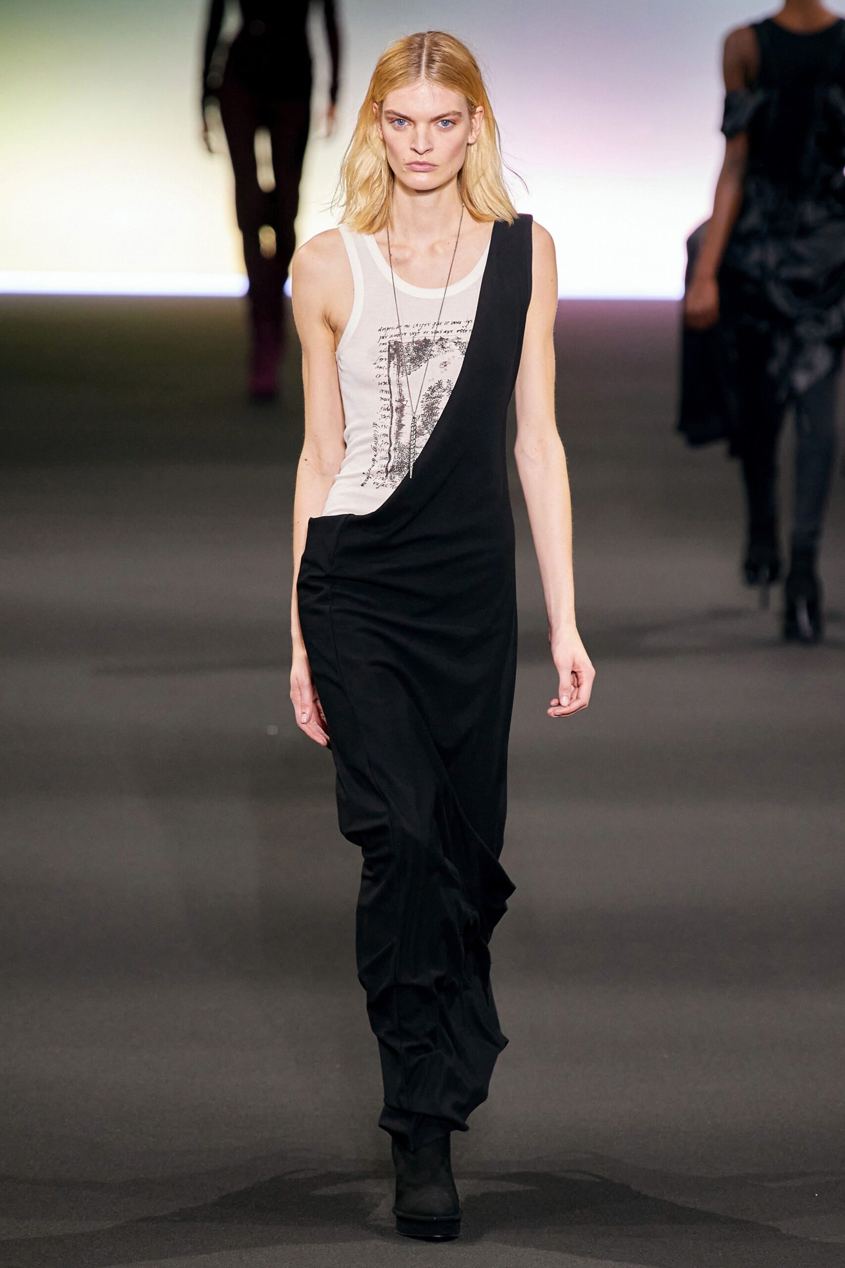 black and white draped dress