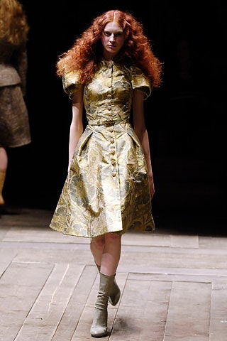 gold silk short-sleeve collared fitted a-line buttoned dress