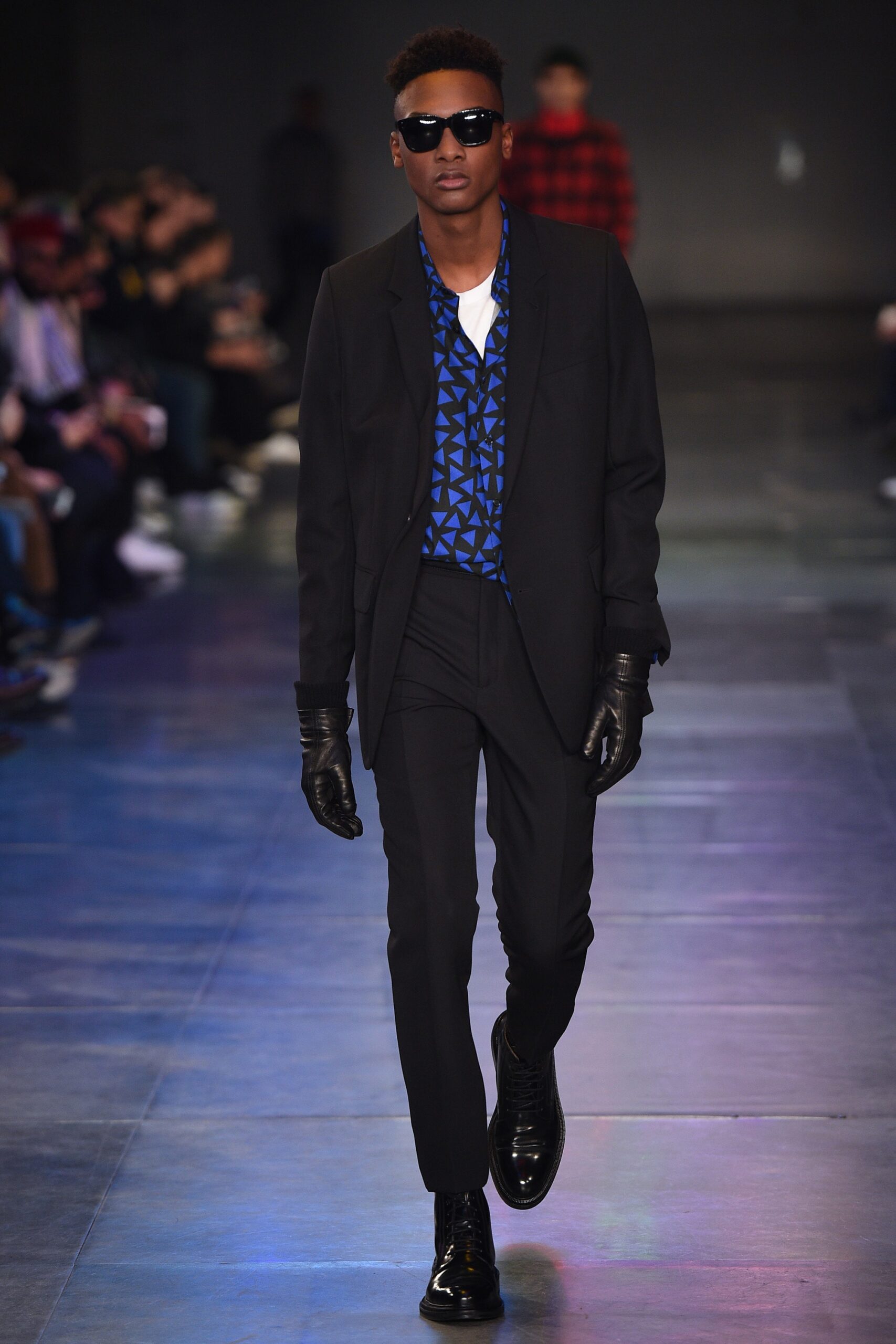 black leather gloves