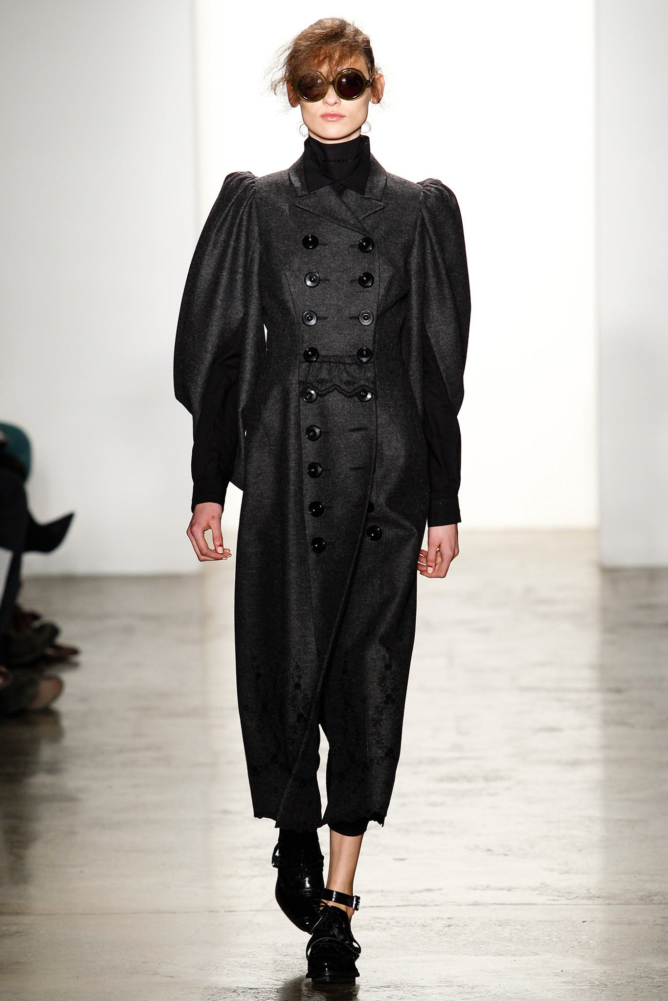 black wool long-sleeve dress