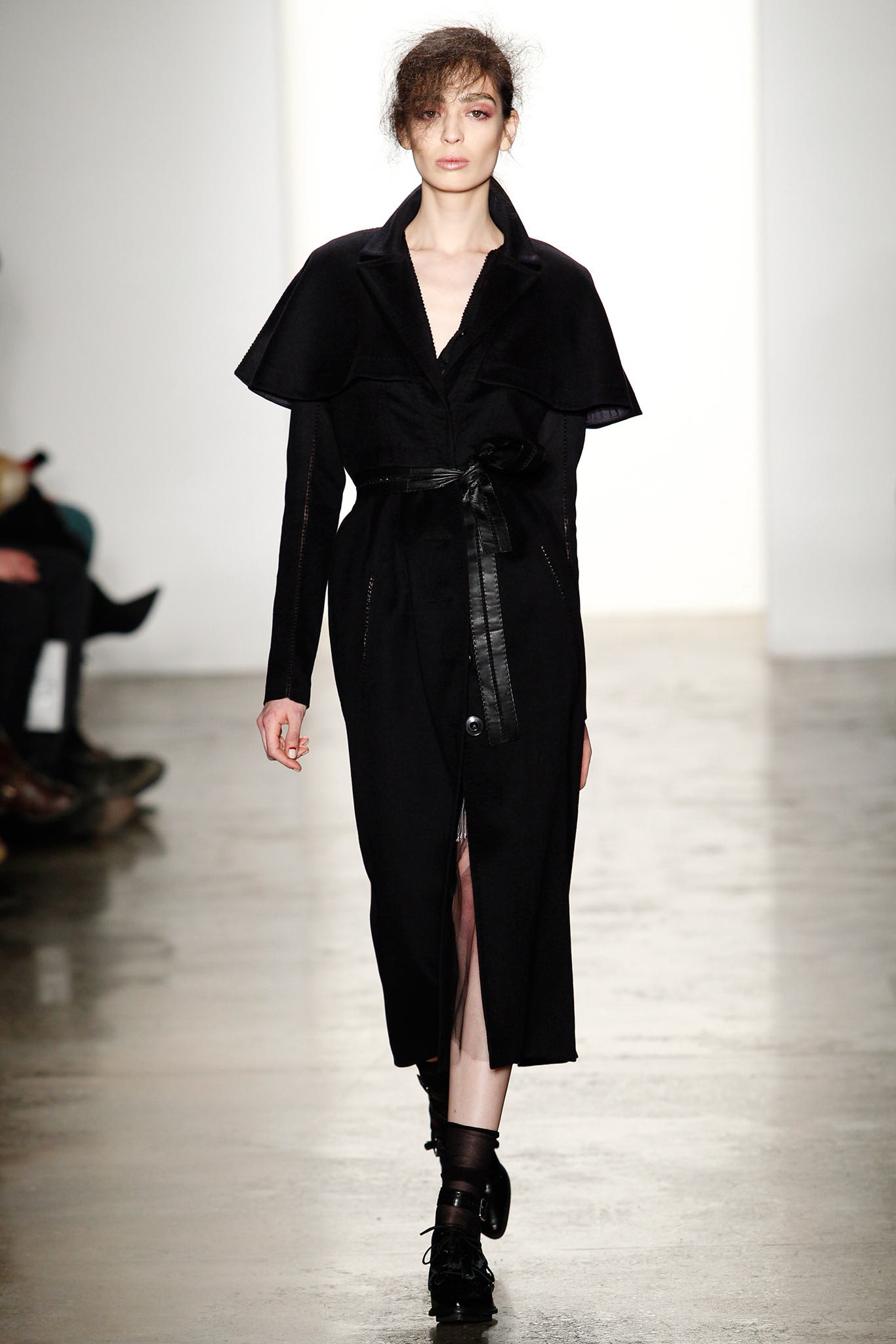 black fitted wool coat