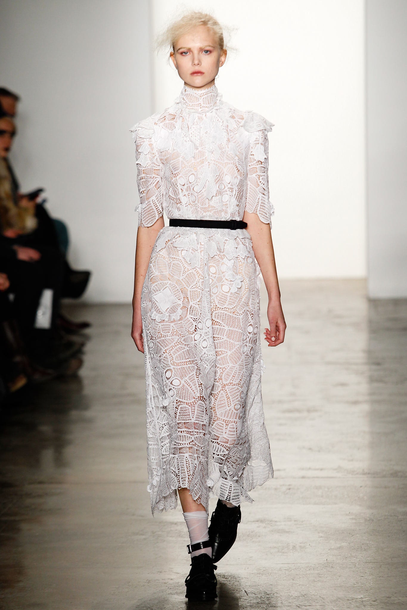 white lace fitted dress