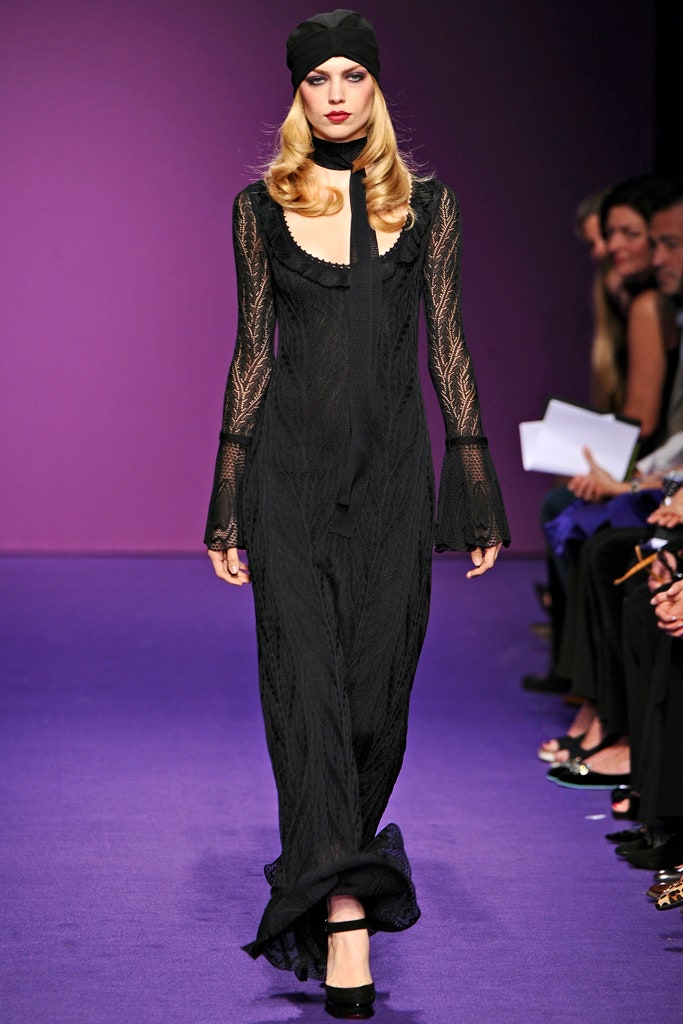 black silk fitted gown