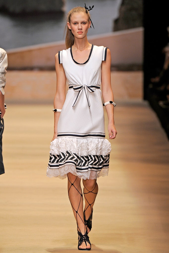white and black tiered dress